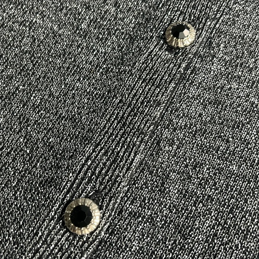 Vintage Palm Beach Beth Schaeffer Silver Metallic Cardigan Sweater M - Picture 4 of 7